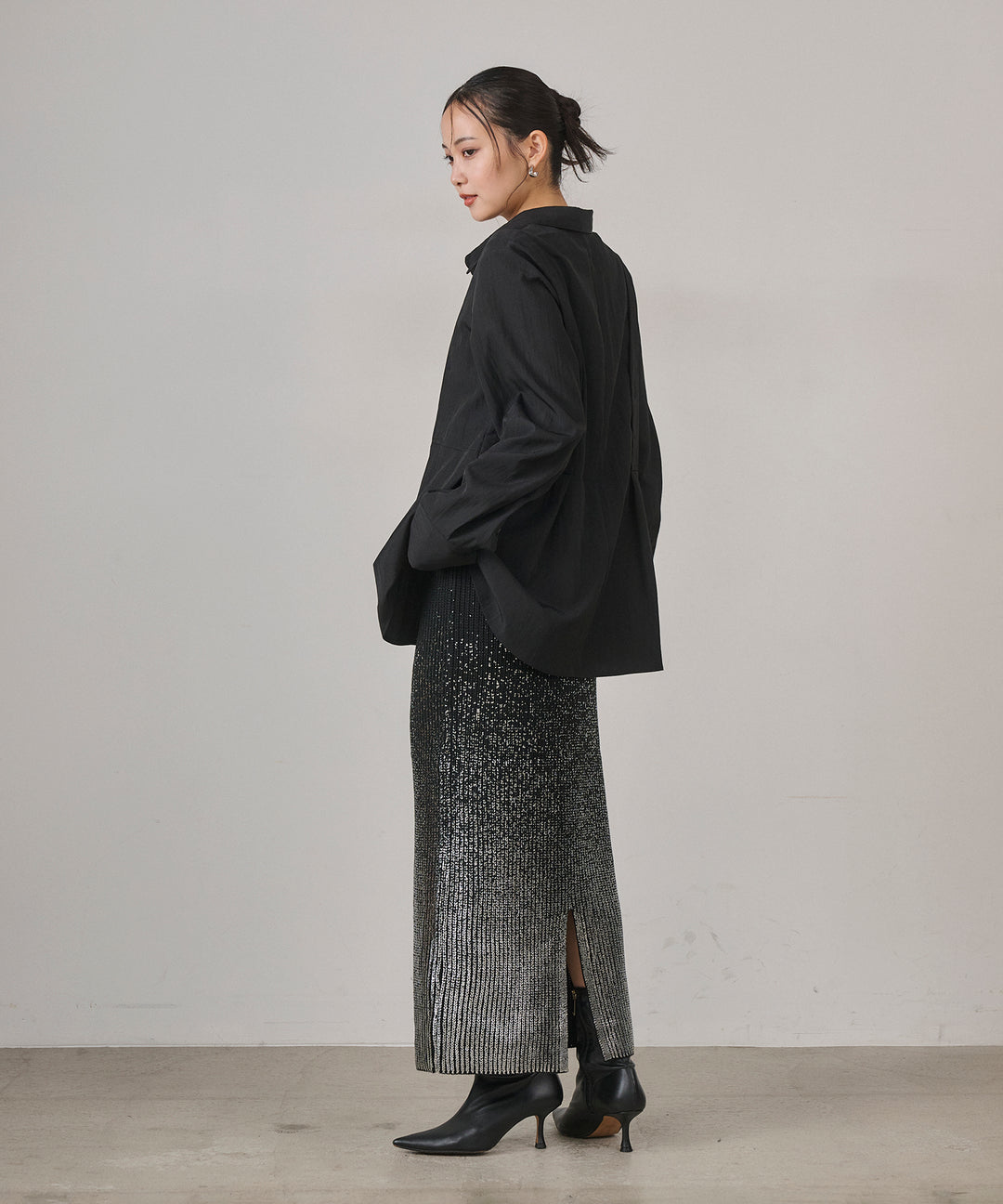 (eliuu)Luminous Foil Knit Skirt