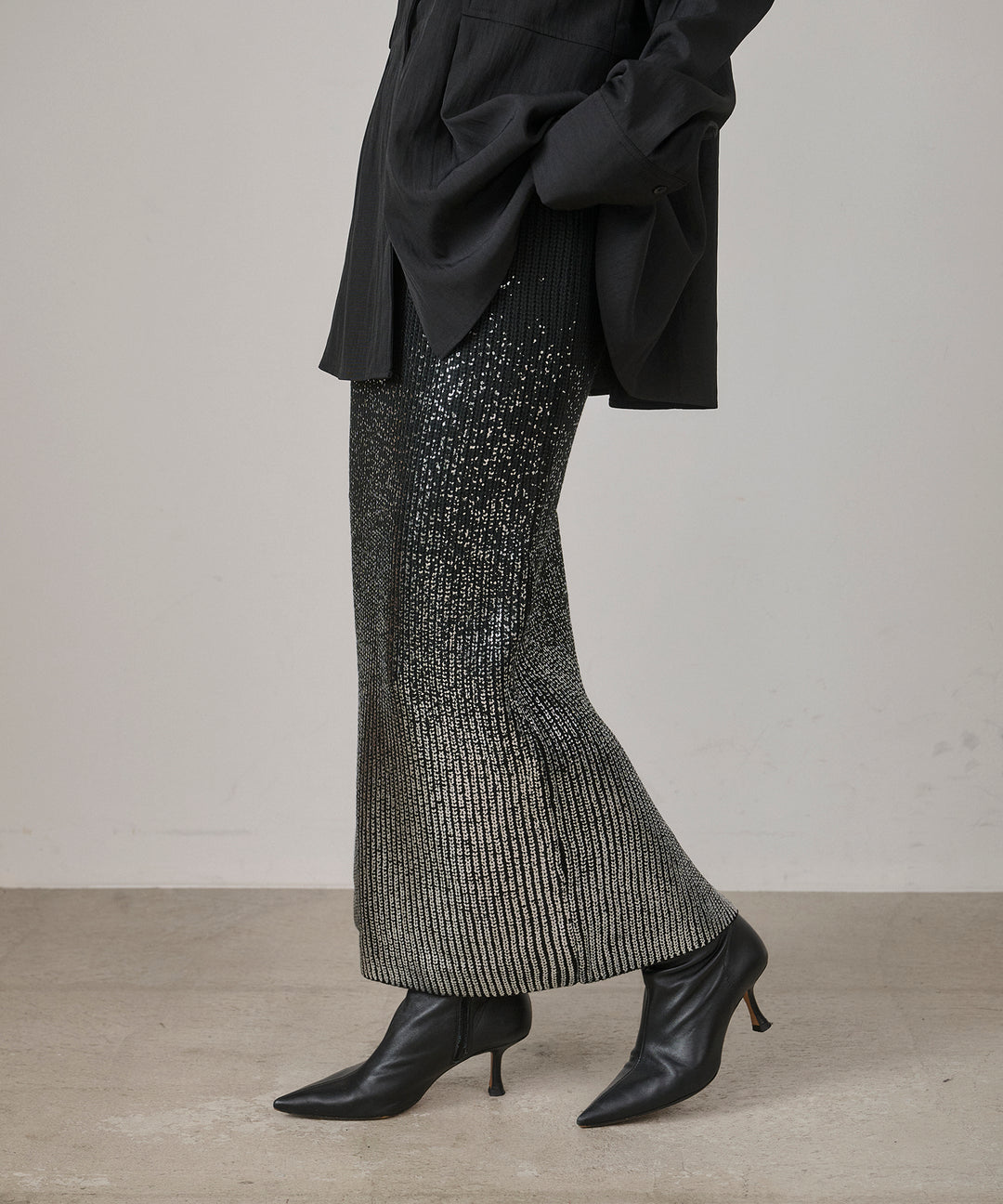 (eliuu)Luminous Foil Knit Skirt