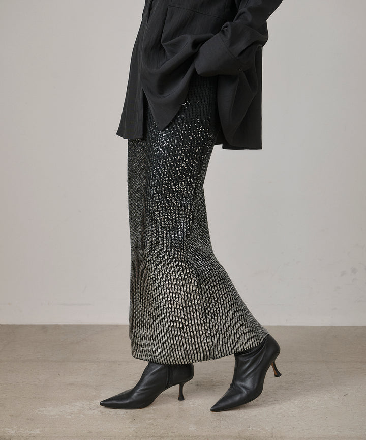(eliuu)Luminous Foil Knit Skirt