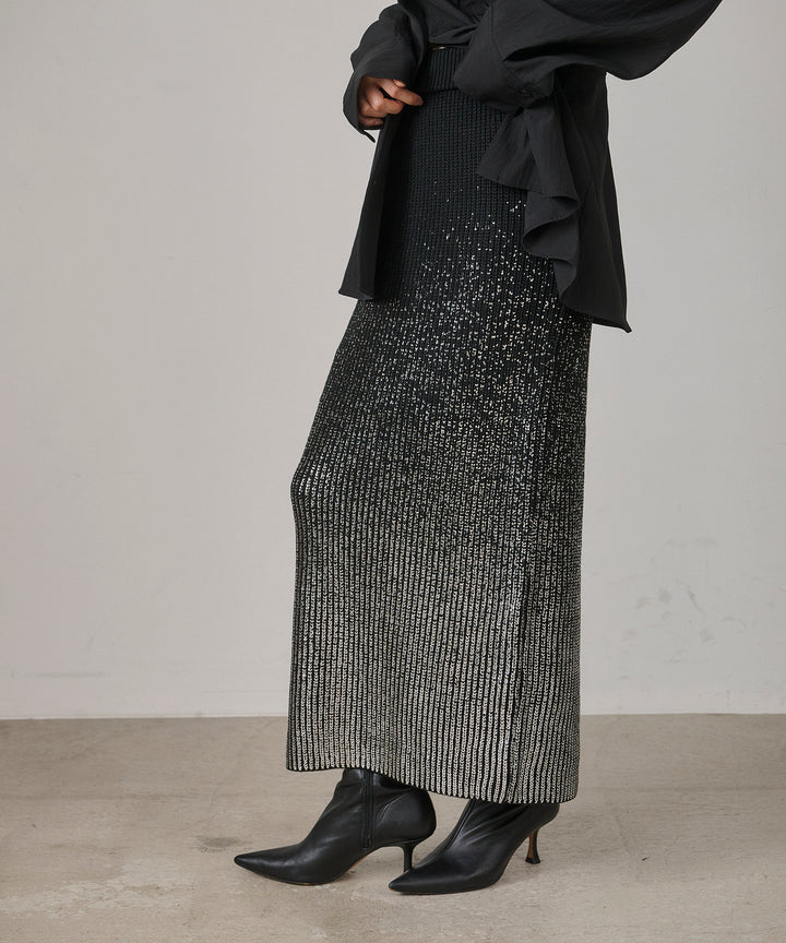 (eliuu)Luminous Foil Knit Skirt