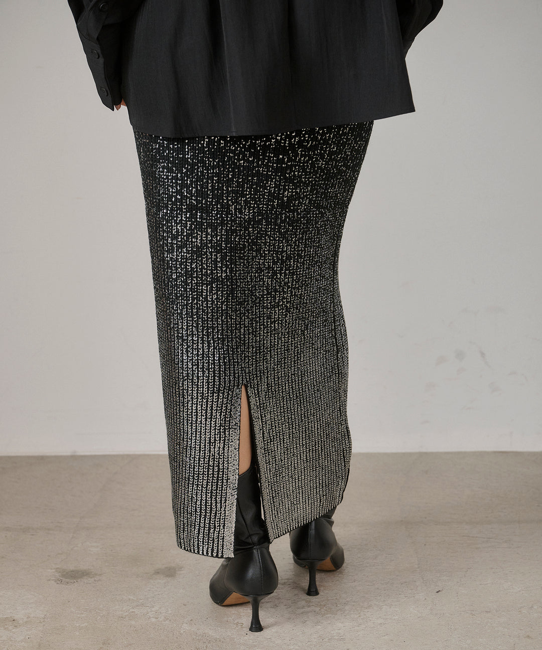 (eliuu)Luminous Foil Knit Skirt