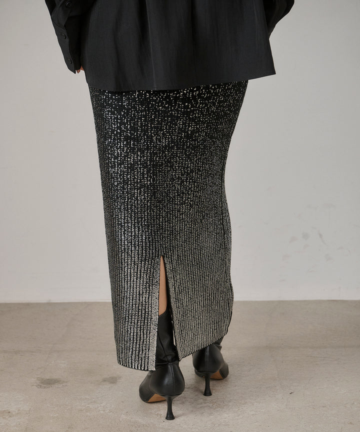 (eliuu)Luminous Foil Knit Skirt