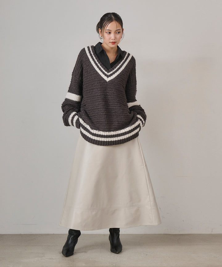 (eliuu)Preppy V/C Knit