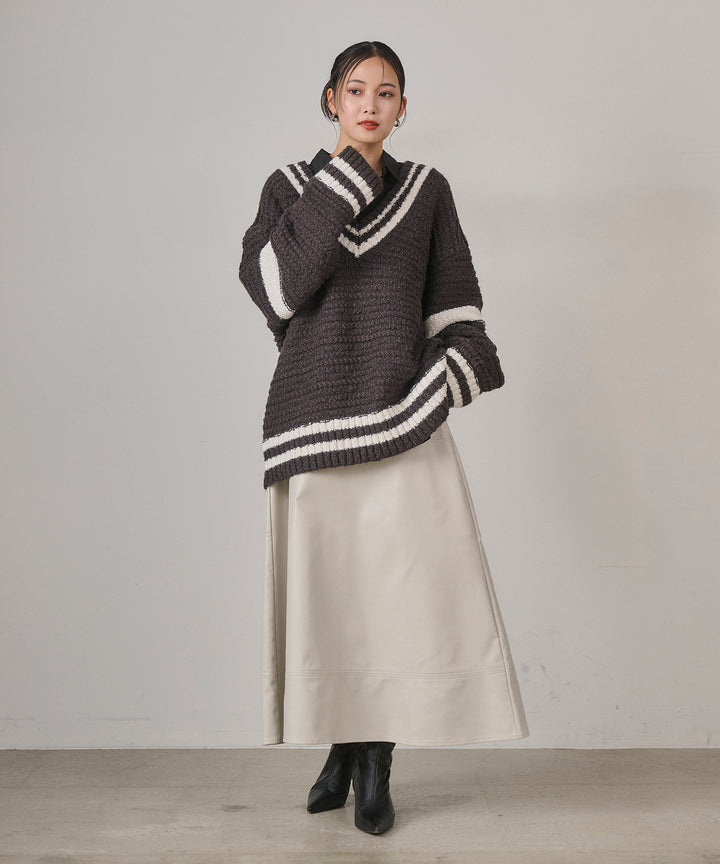 (eliuu)Preppy V/C Knit