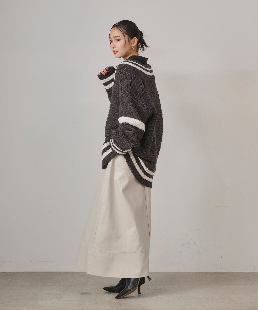 (eliuu)Preppy V/C Knit