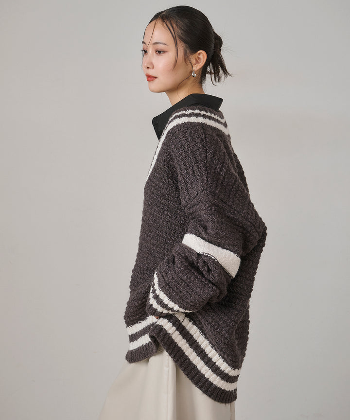 [SET]Preppy V/C Knit+Multi Way Tuck Shirt