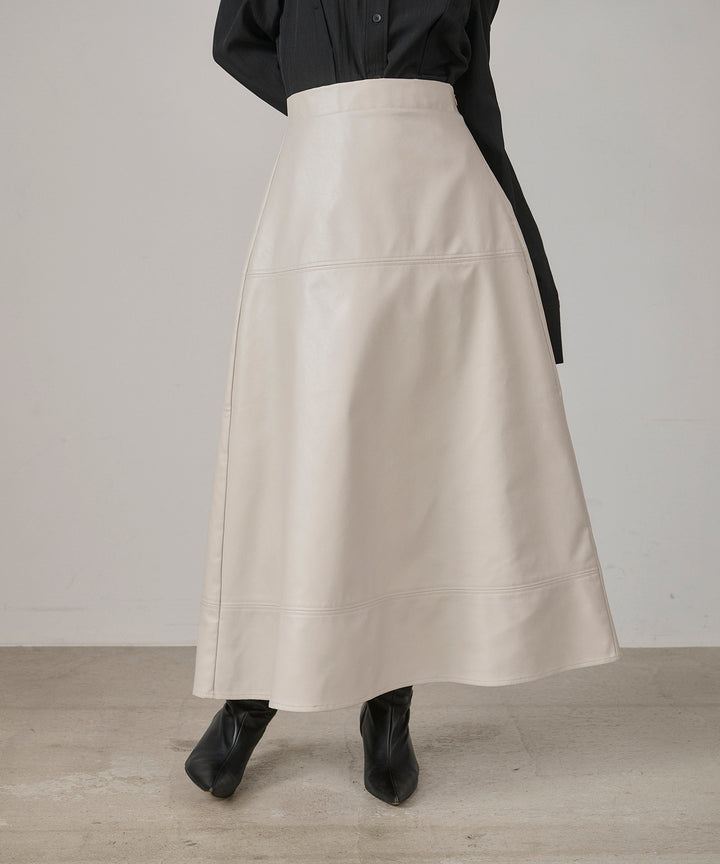 (eliuu)F Leather Flare Skirt