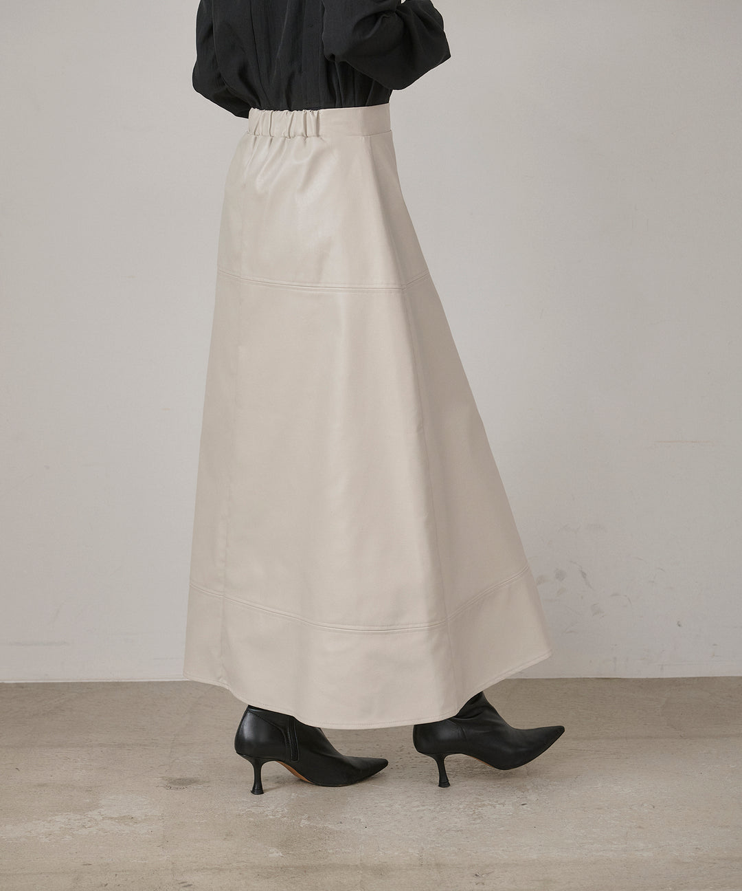 (eliuu)F Leather Flare Skirt