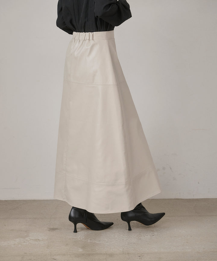 (eliuu)F Leather Flare Skirt