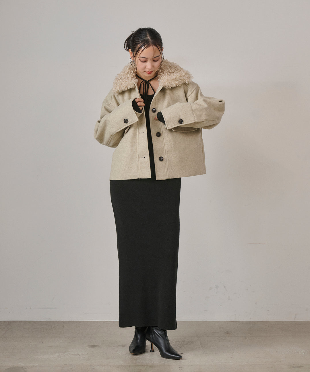 (eliuu)Wool Like Combi Short JK
