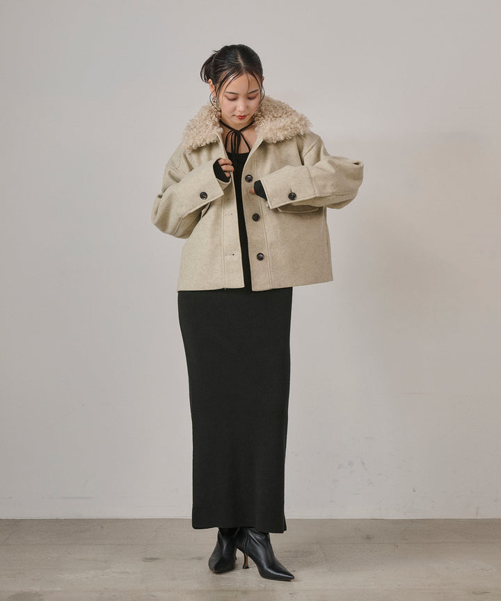 (eliuu)Wool Like Combi Short JK