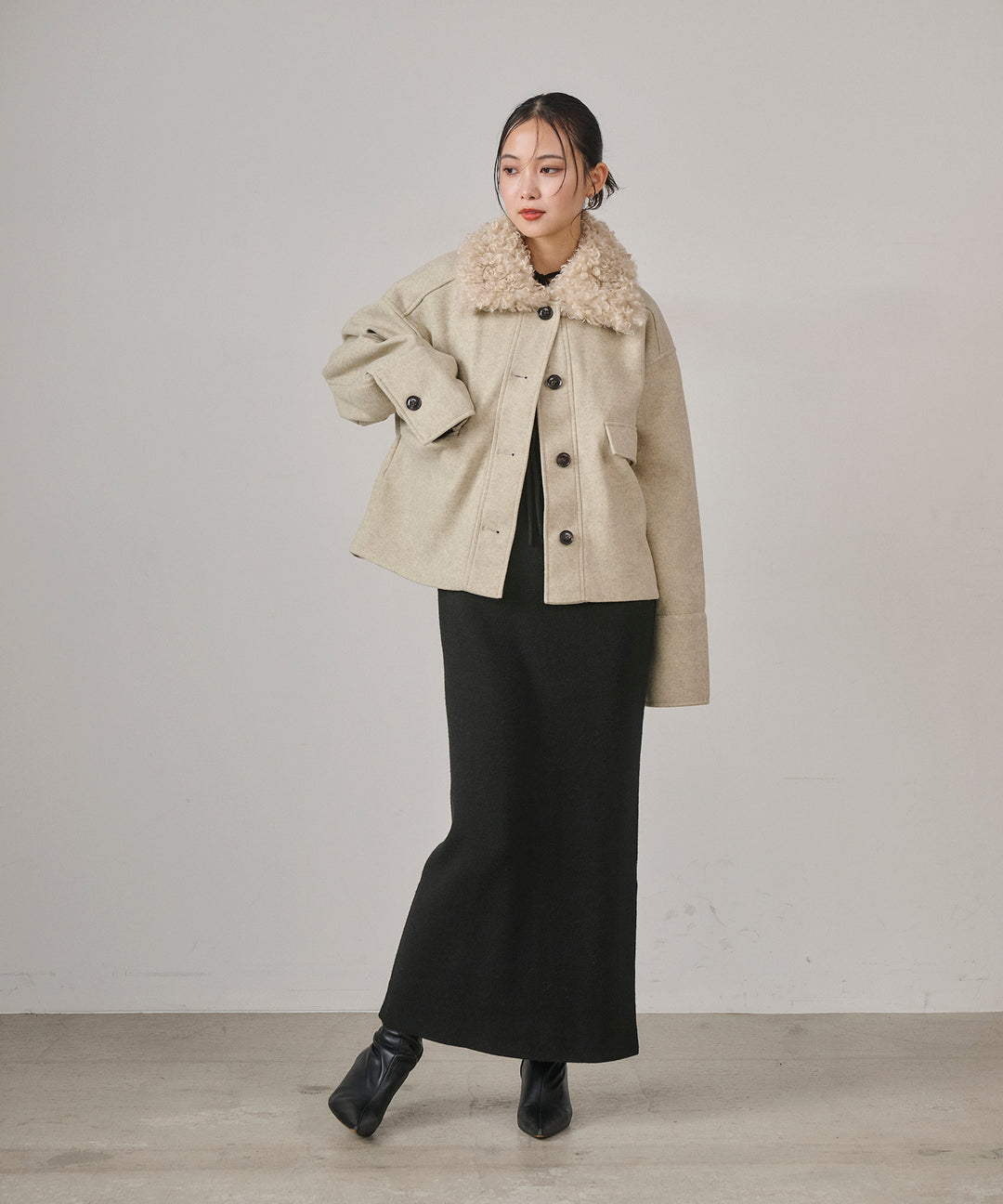 (eliuu)Wool Like Combi Short JK