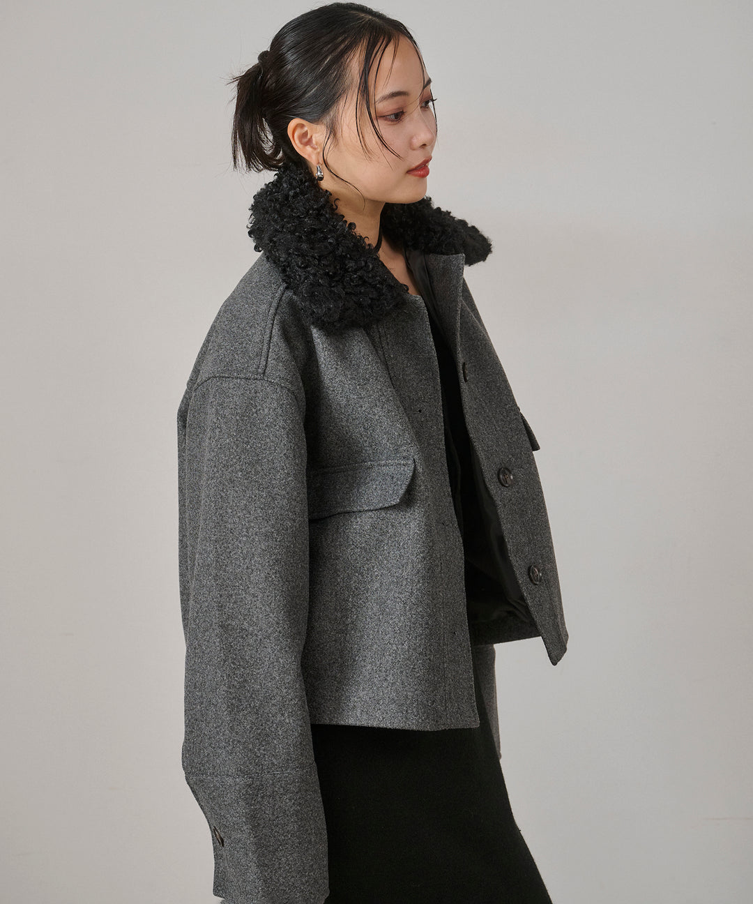 (eliuu)Wool Like Combi Short JK