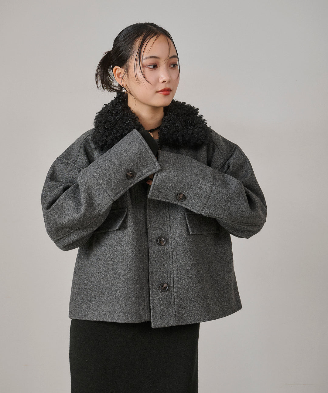 (eliuu)Wool Like Combi Short JK