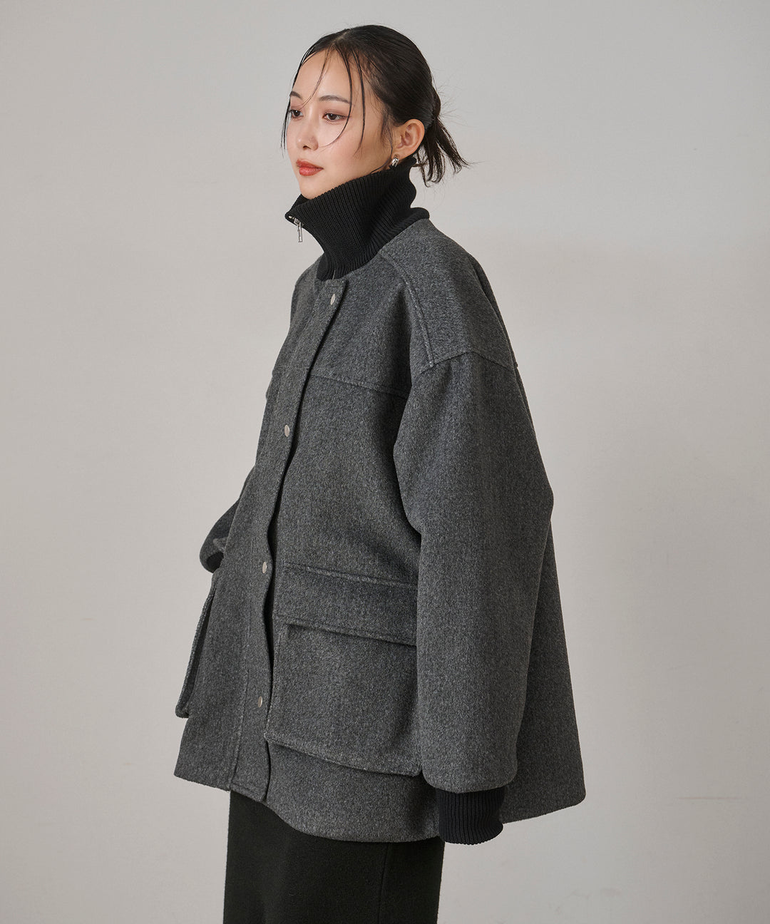 [SET]Mossa Middle Jacket+Soft Touch Choker Knit Onepiece