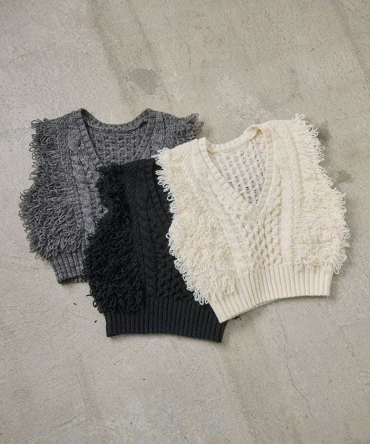 (eliuu)Loop Fringe Knit Vest
