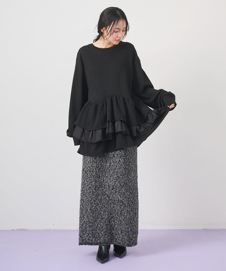 (eliuu)Tweed Like Slub Skirt