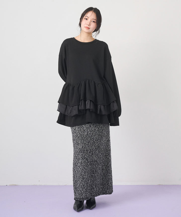 (eliuu)Tweed Like Slub Skirt