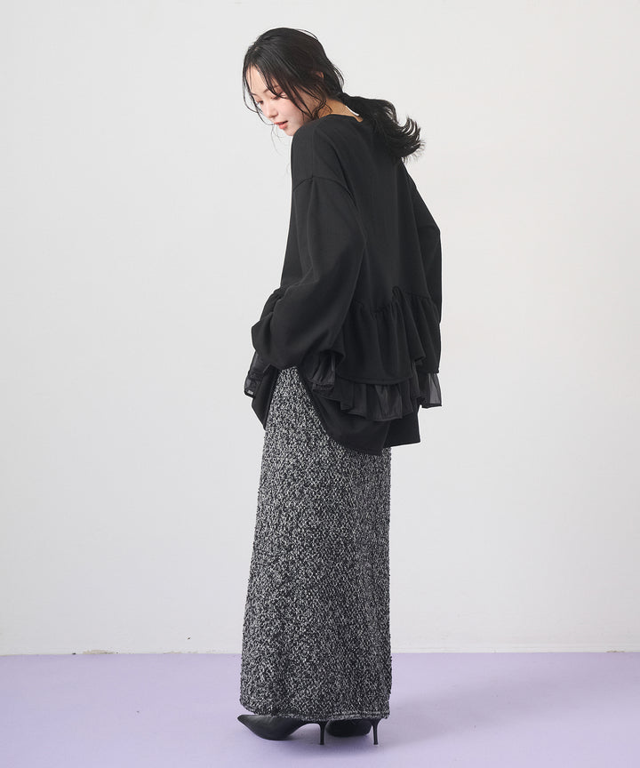 (eliuu)Tweed Like Slub Skirt