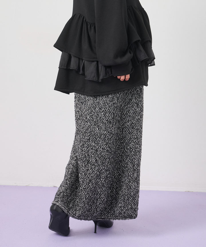 (eliuu)Tweed Like Slub Skirt