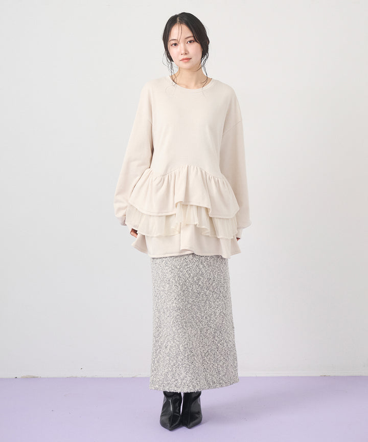 (eliuu)Tweed Like Slub Skirt