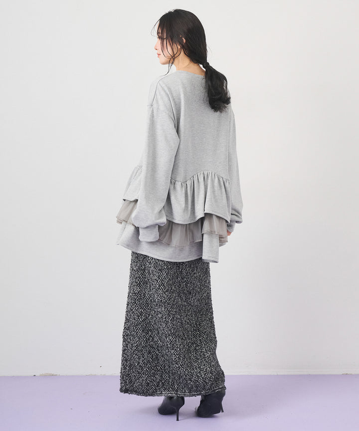 (eliuu)Tweed Like Slub Skirt