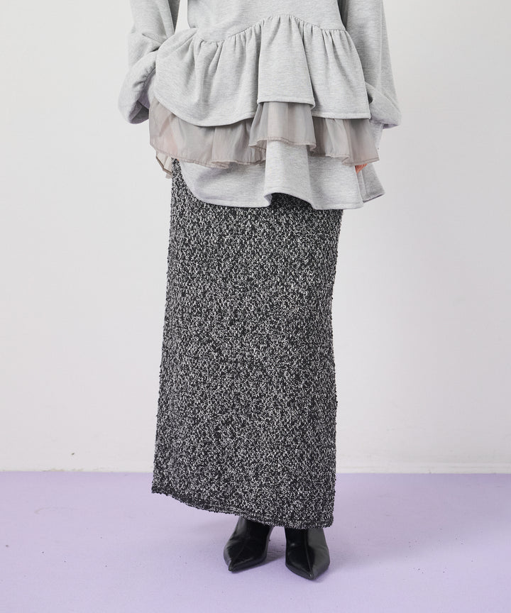 (eliuu)Tweed Like Slub Skirt