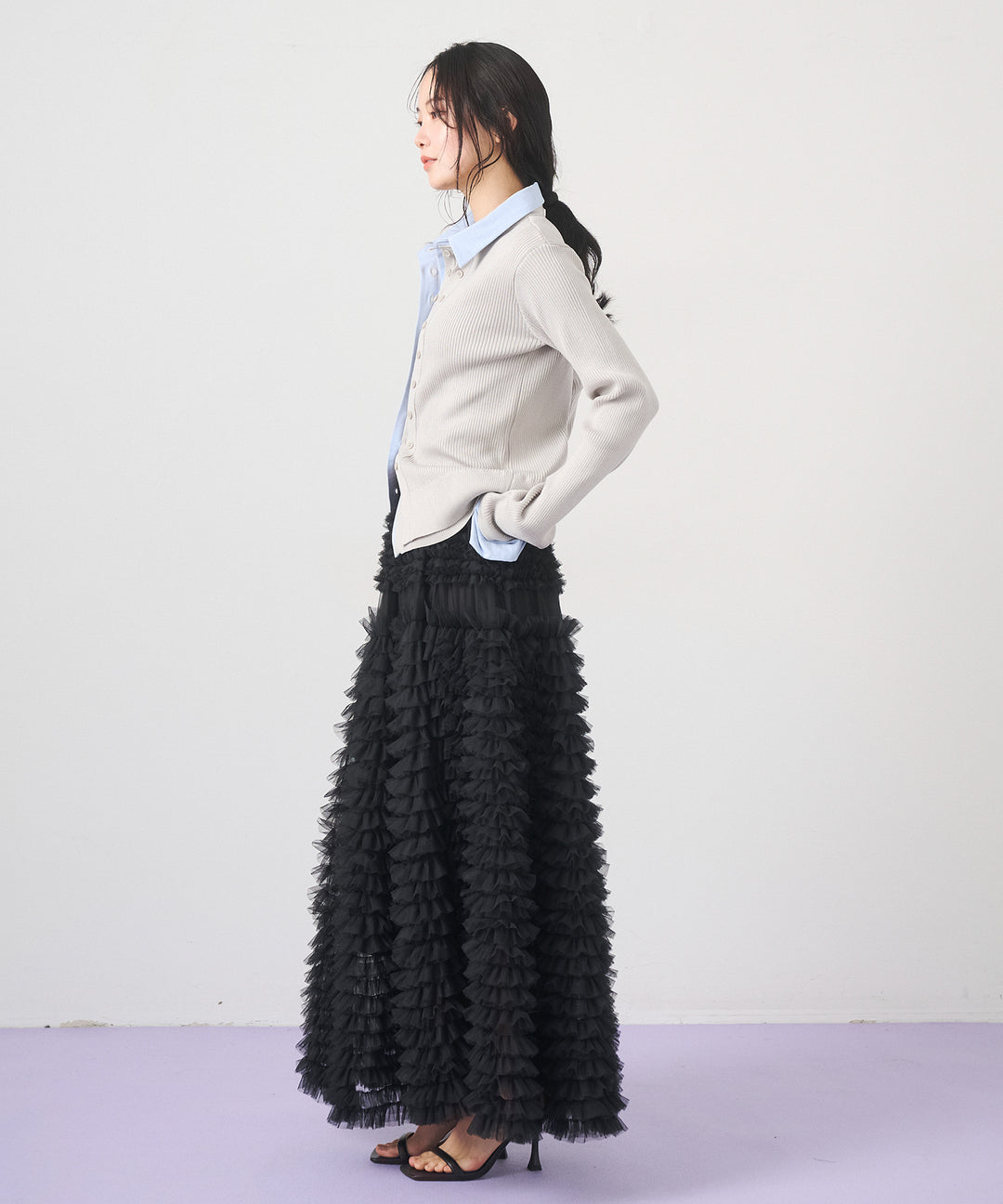 (eliuu)Layered Collar Knit Cardigan