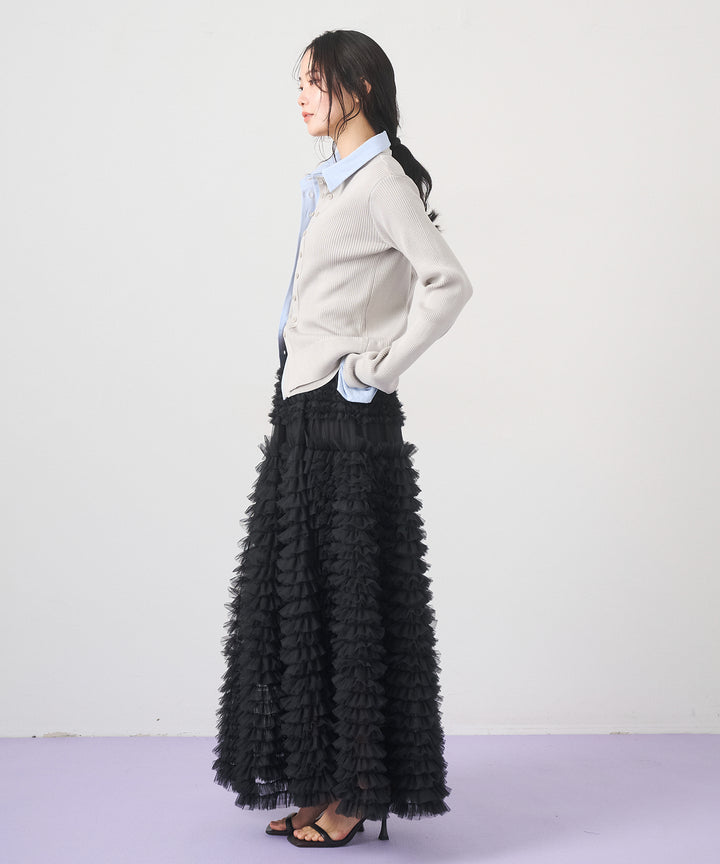 (eliuu)Layered Collar Knit Cardigan