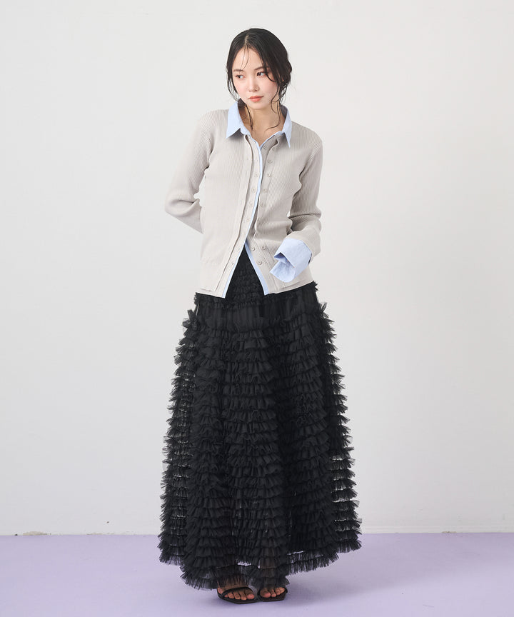 (eliuu)Layered Collar Knit Cardigan