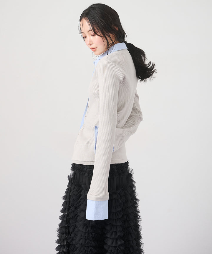 (eliuu)Layered Collar Knit Cardigan
