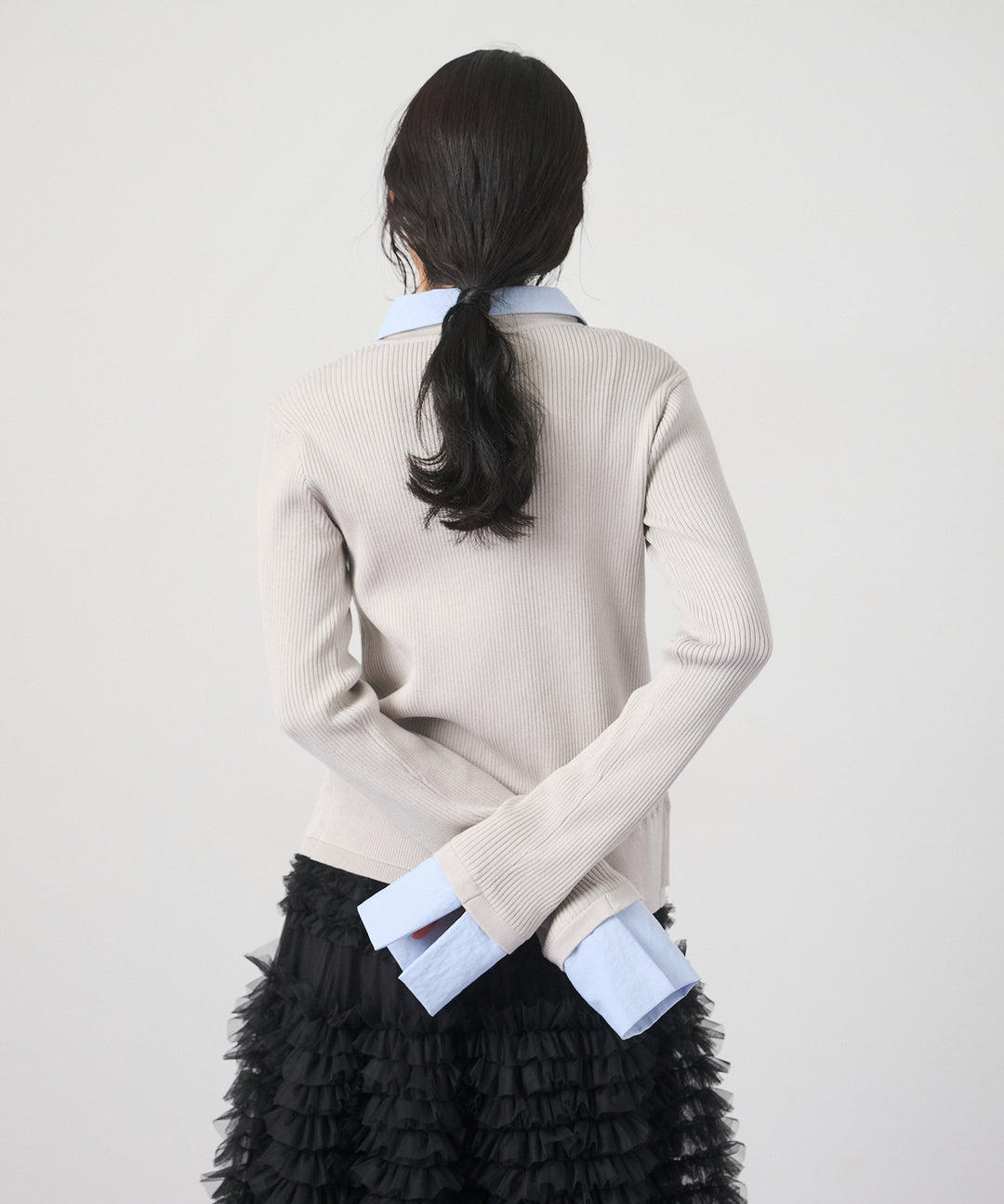 (eliuu)Layered Collar Knit Cardigan