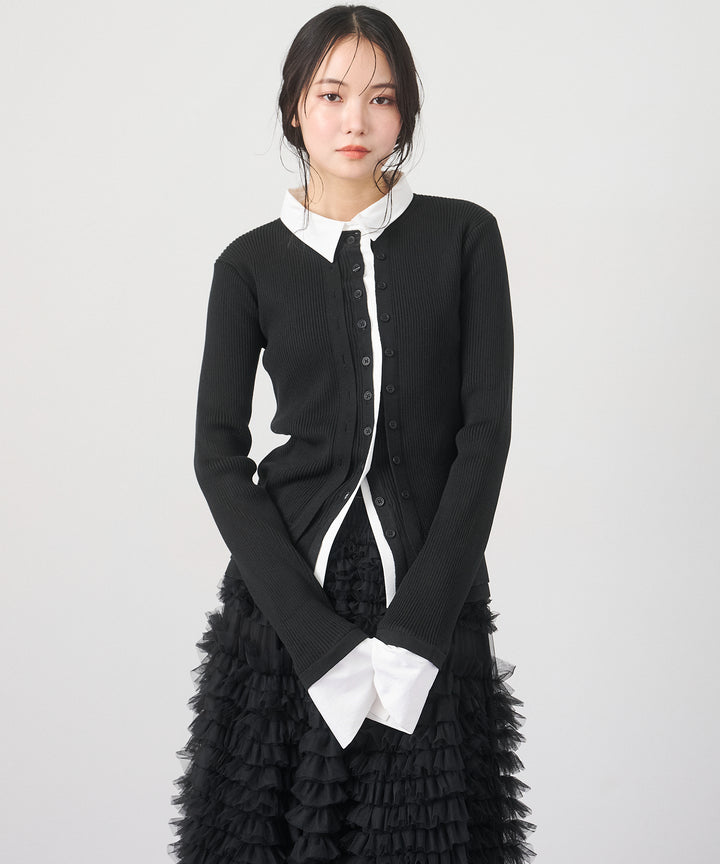 (eliuu)Layered Collar Knit Cardigan