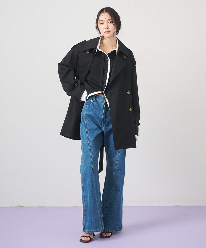 (eliuu)Short Wide Trench Coat