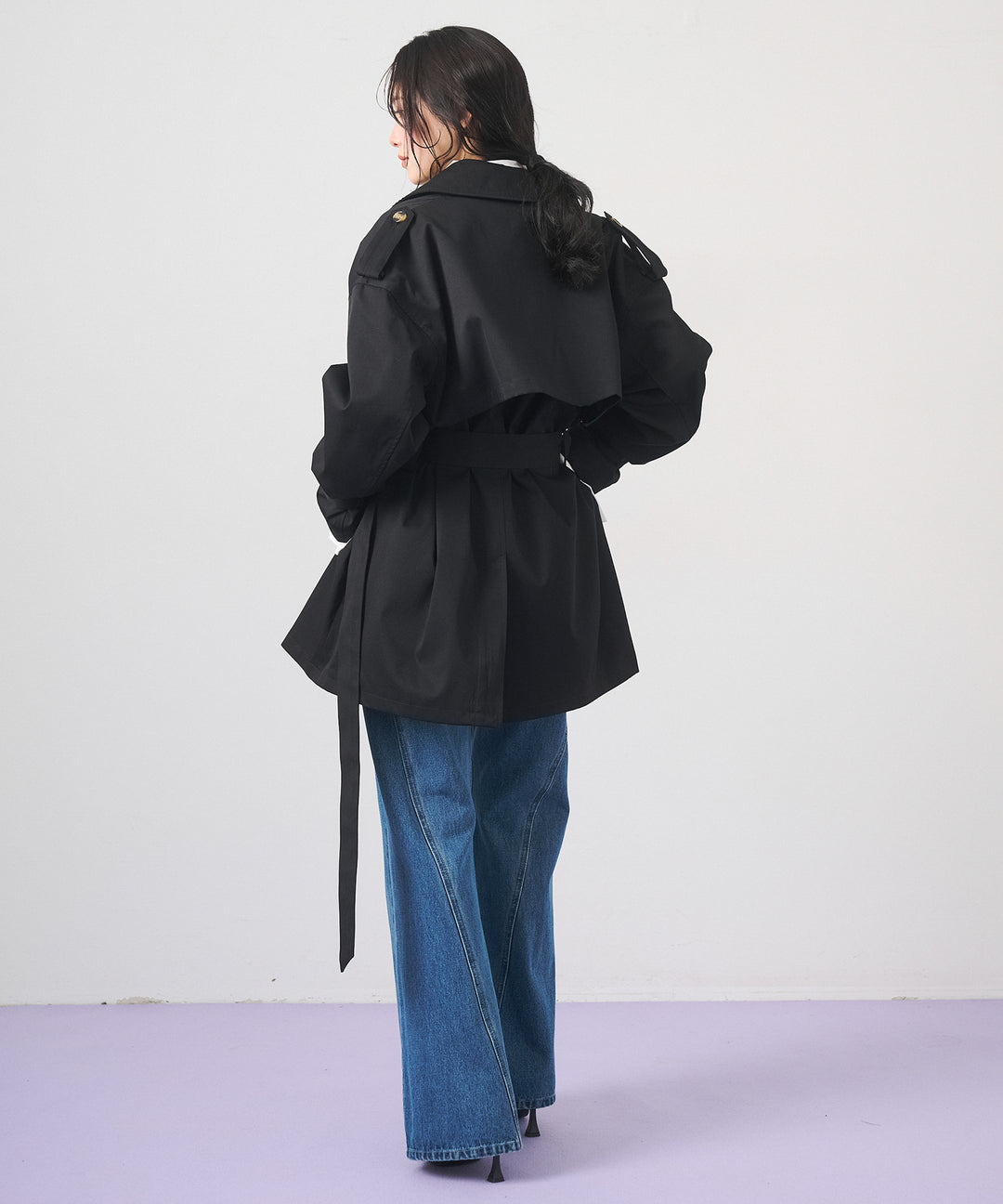 (eliuu)Short Wide Trench Coat