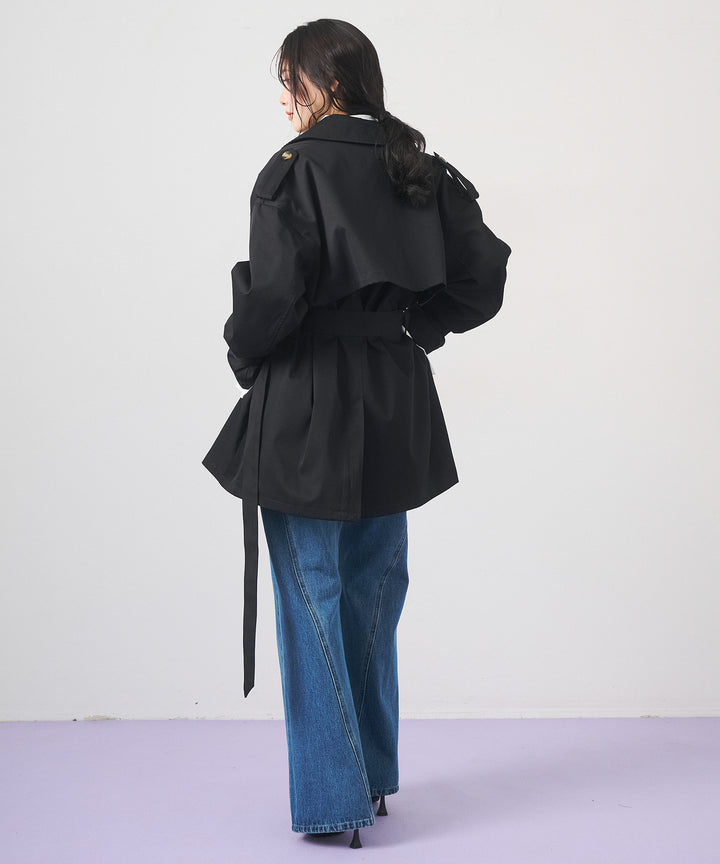 (eliuu)Short Wide Trench Coat