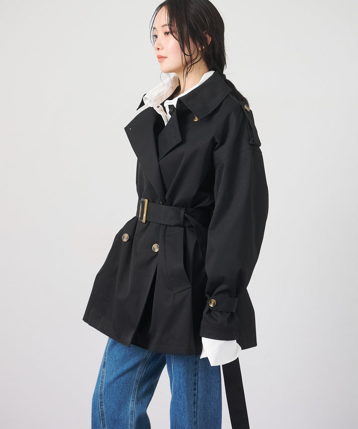 (eliuu)Short Wide Trench Coat
