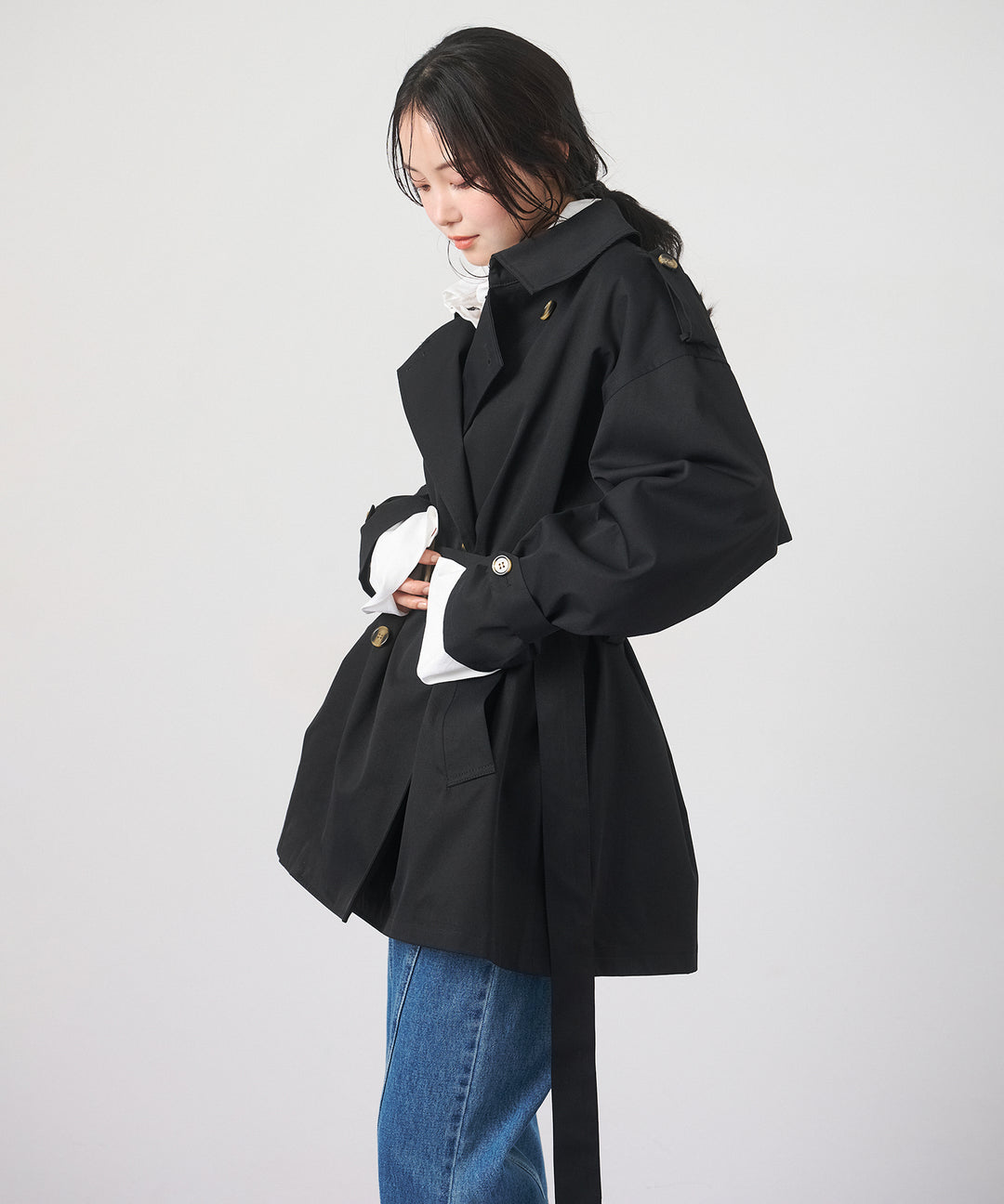 (eliuu)Short Wide Trench Coat