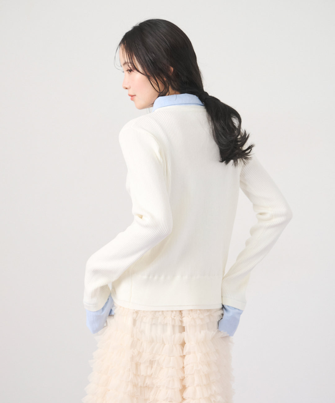 (eliuu)Layered Collar Knit Cardigan