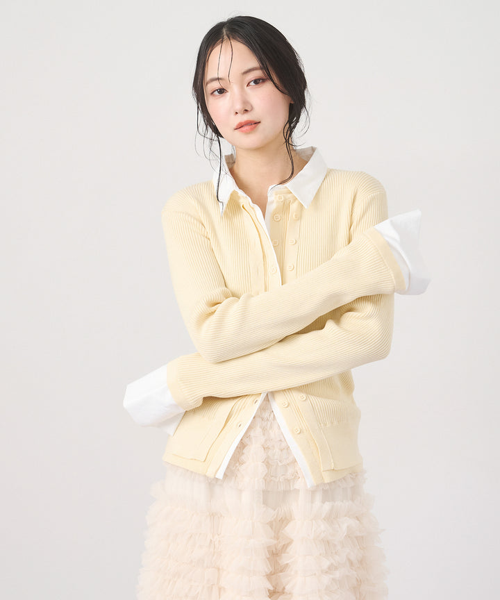 (eliuu)Layered Collar Knit Cardigan
