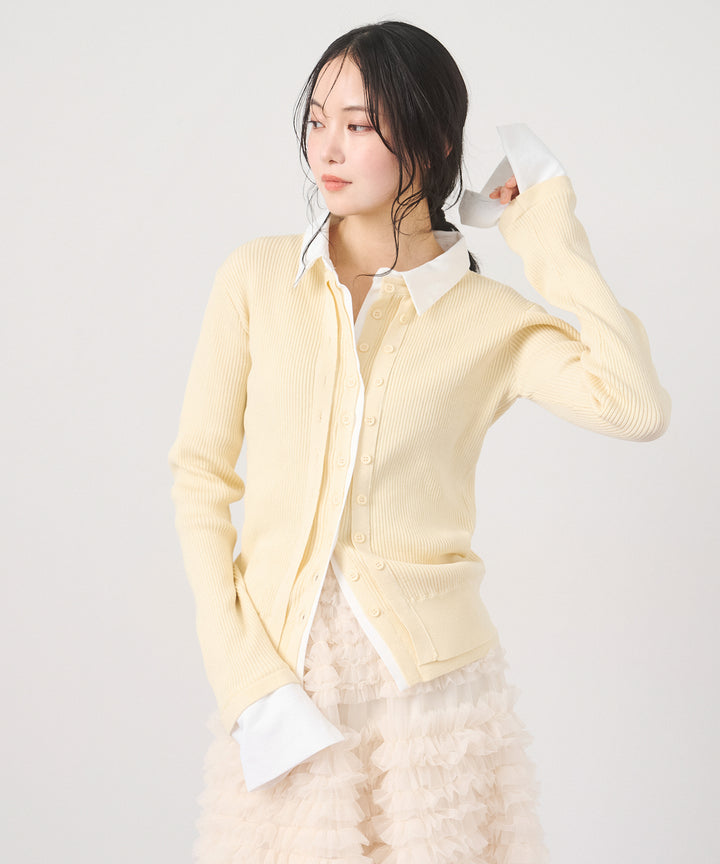 (eliuu)Layered Collar Knit Cardigan