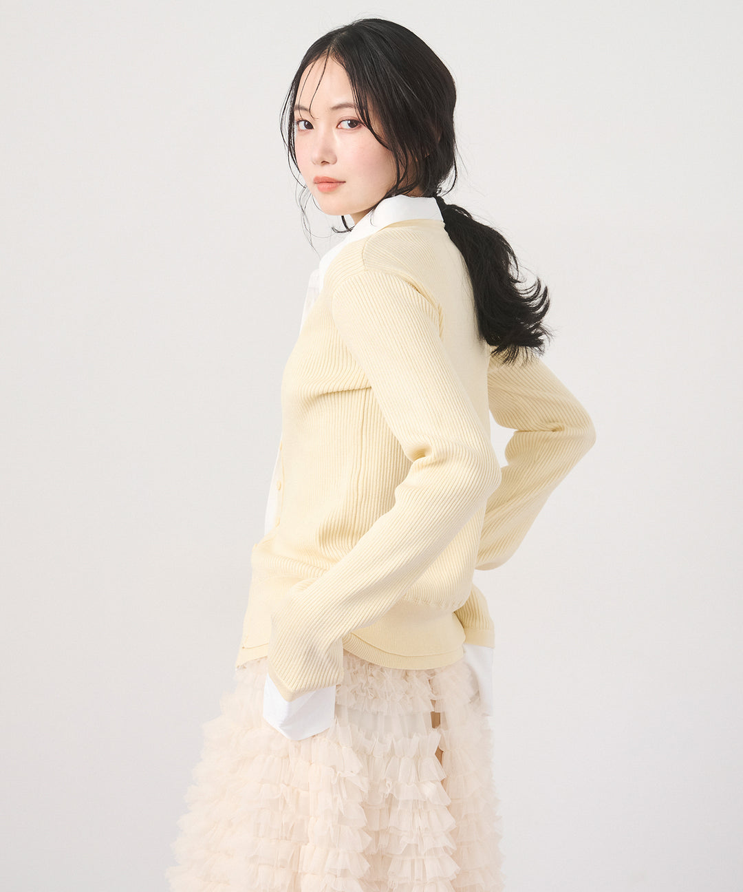 (eliuu)Layered Collar Knit Cardigan