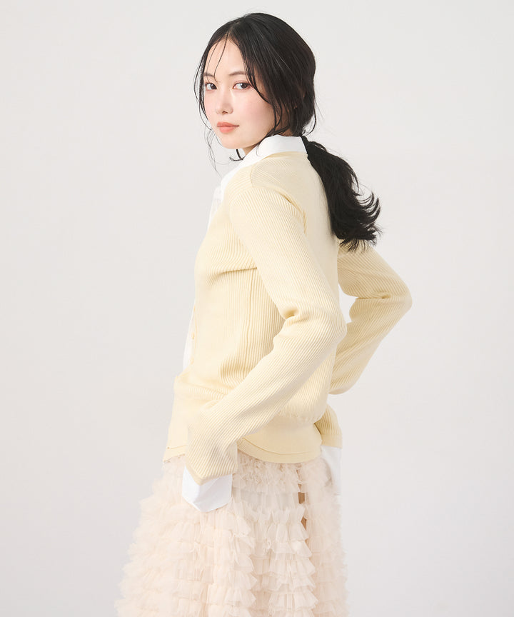 (eliuu)Layered Collar Knit Cardigan