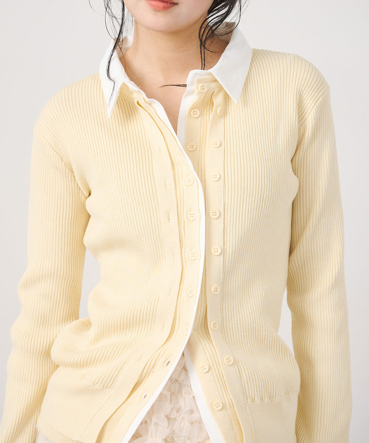 (eliuu)Layered Collar Knit Cardigan