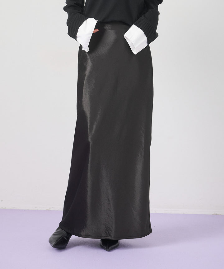 (eliuu)Silky Satin Long Skirt