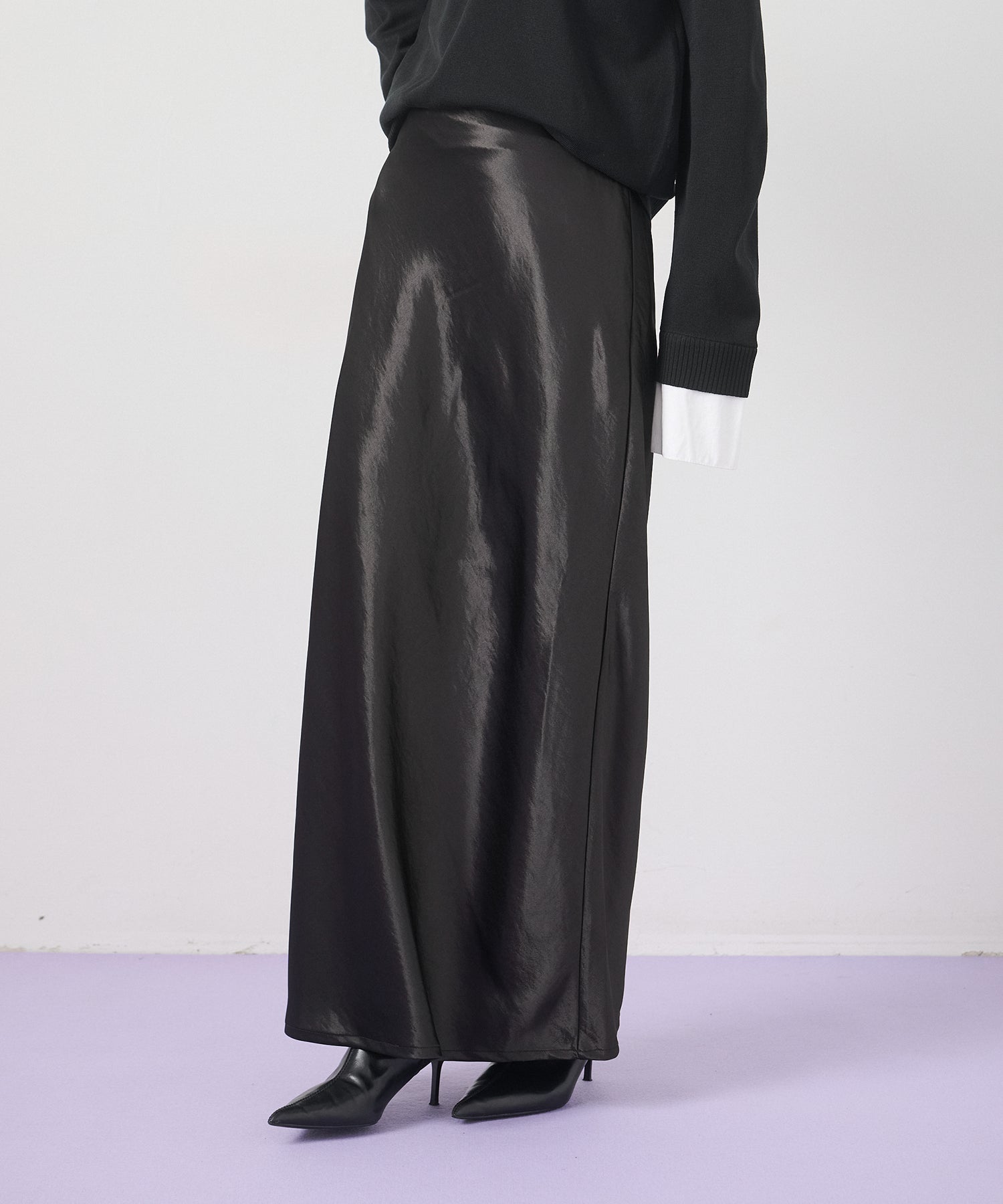 eliuu)Silky Satin Long Skirt – MIELI INVARIANT