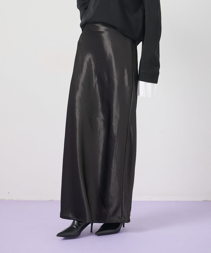 (eliuu)Silky Satin Long Skirt