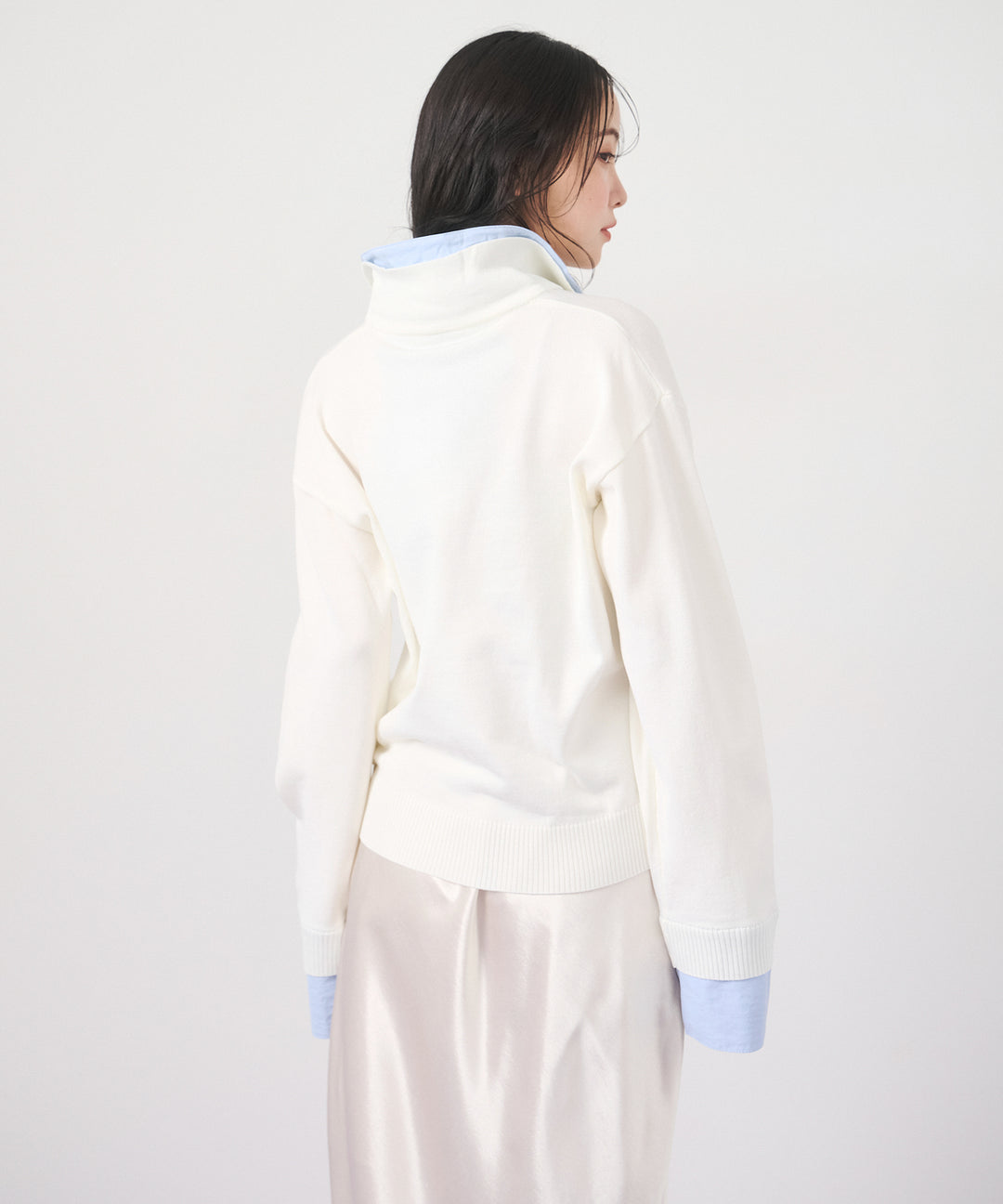 (eliuu)Layered Shirt Collar Knit