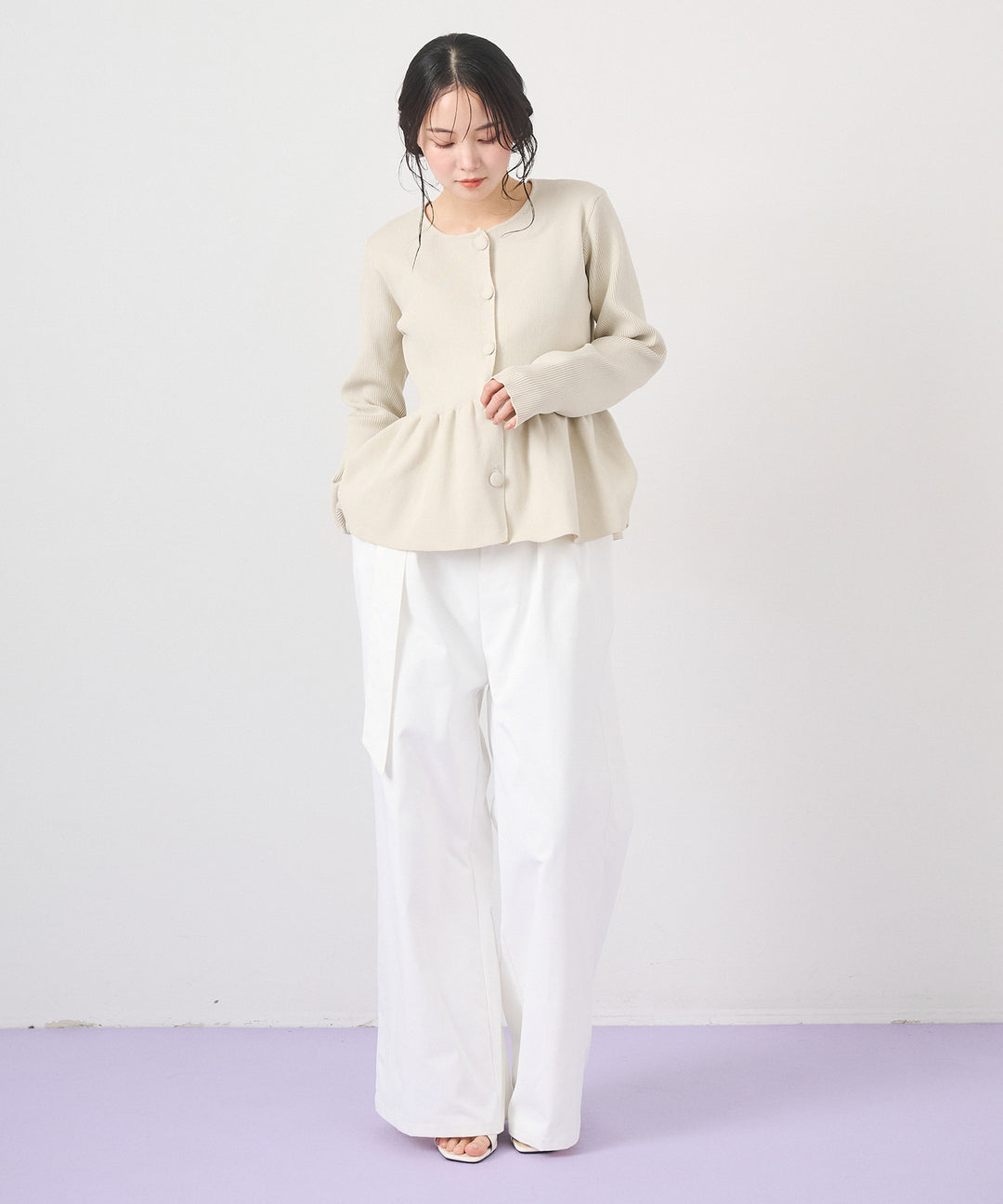 (eliuu)Peplum Rib Knit Top