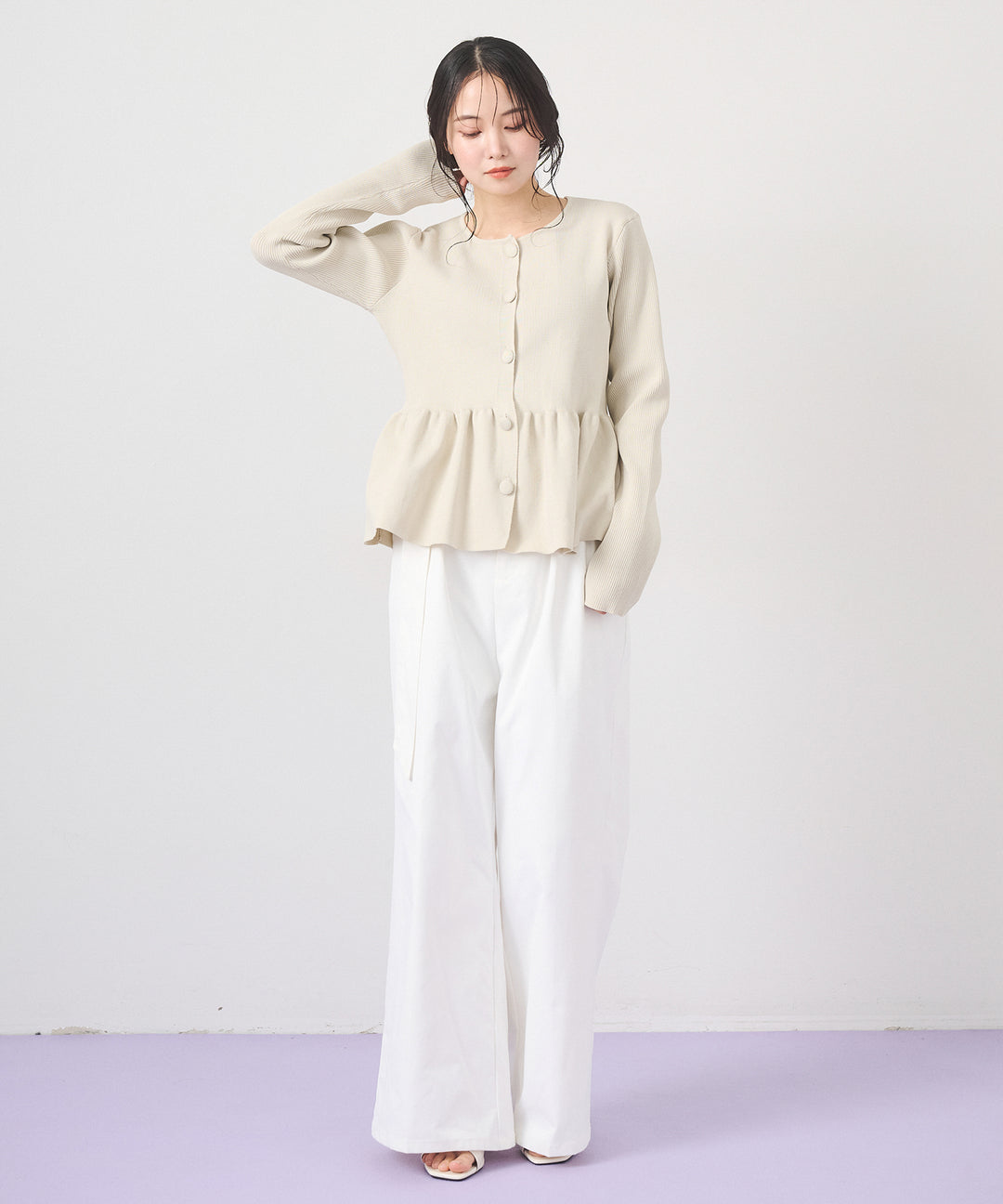(eliuu)Ring Belt Wide Pants